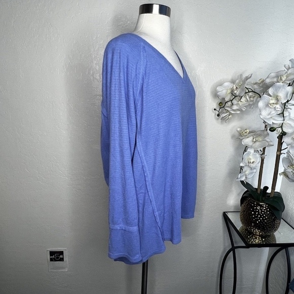 Wildfox Haley Brushed Top V-Neck Long Sleeve Stretch Pullover Purple Women L - Picture 3 of 7
